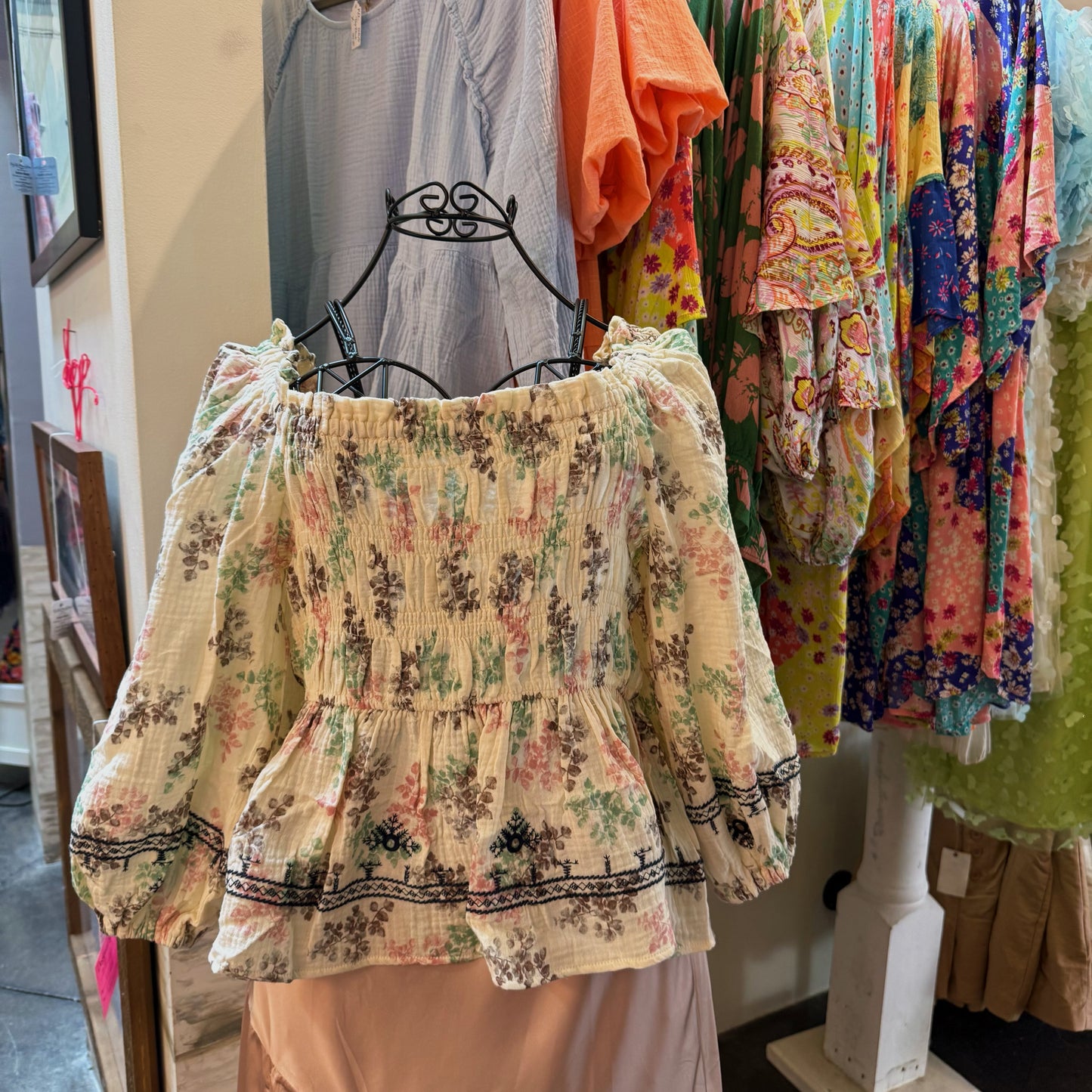 Long Sleeve Floral Peplum Top