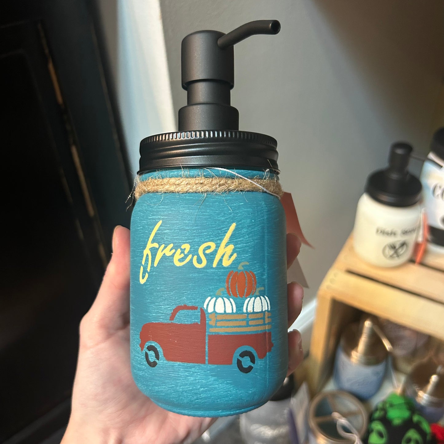 Tuscan Teal Farm Fresh Truck 16 oz Soap Dispenser