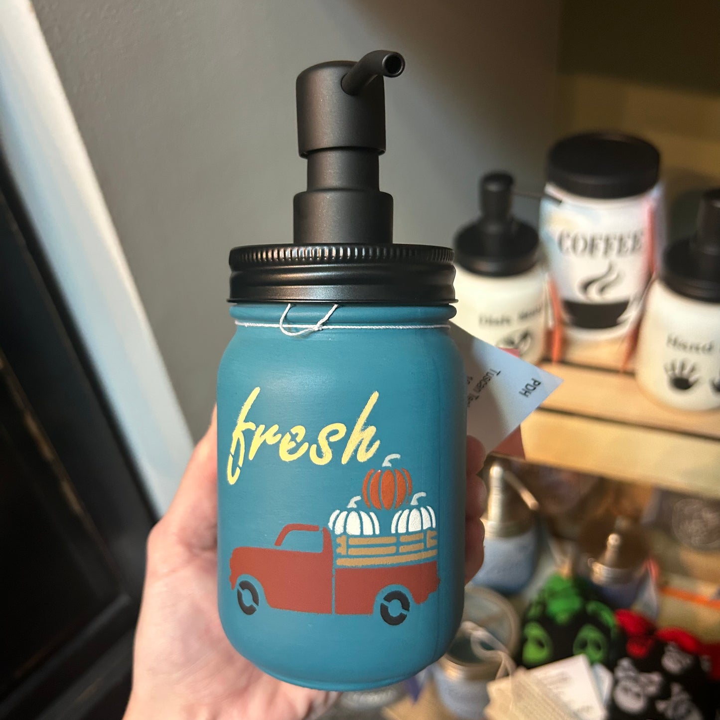 Tuscan Teal Farm Fresh Truck 16 oz Soap Dispenser