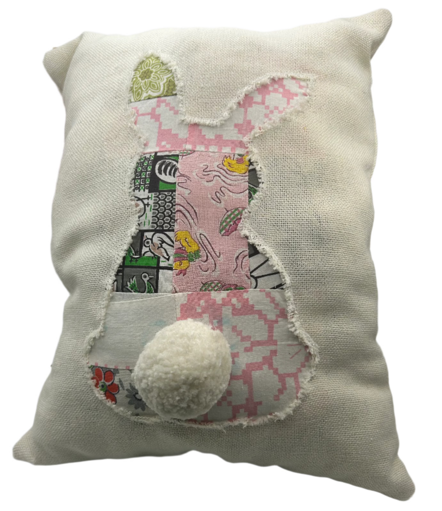 Vintage Bunny Pillow with Pom Tail