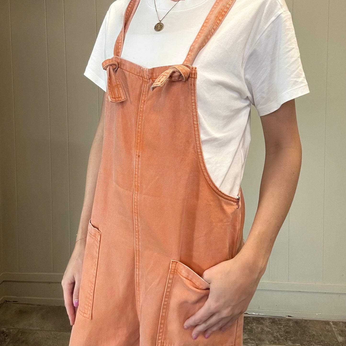 Orange Denim Overalls
