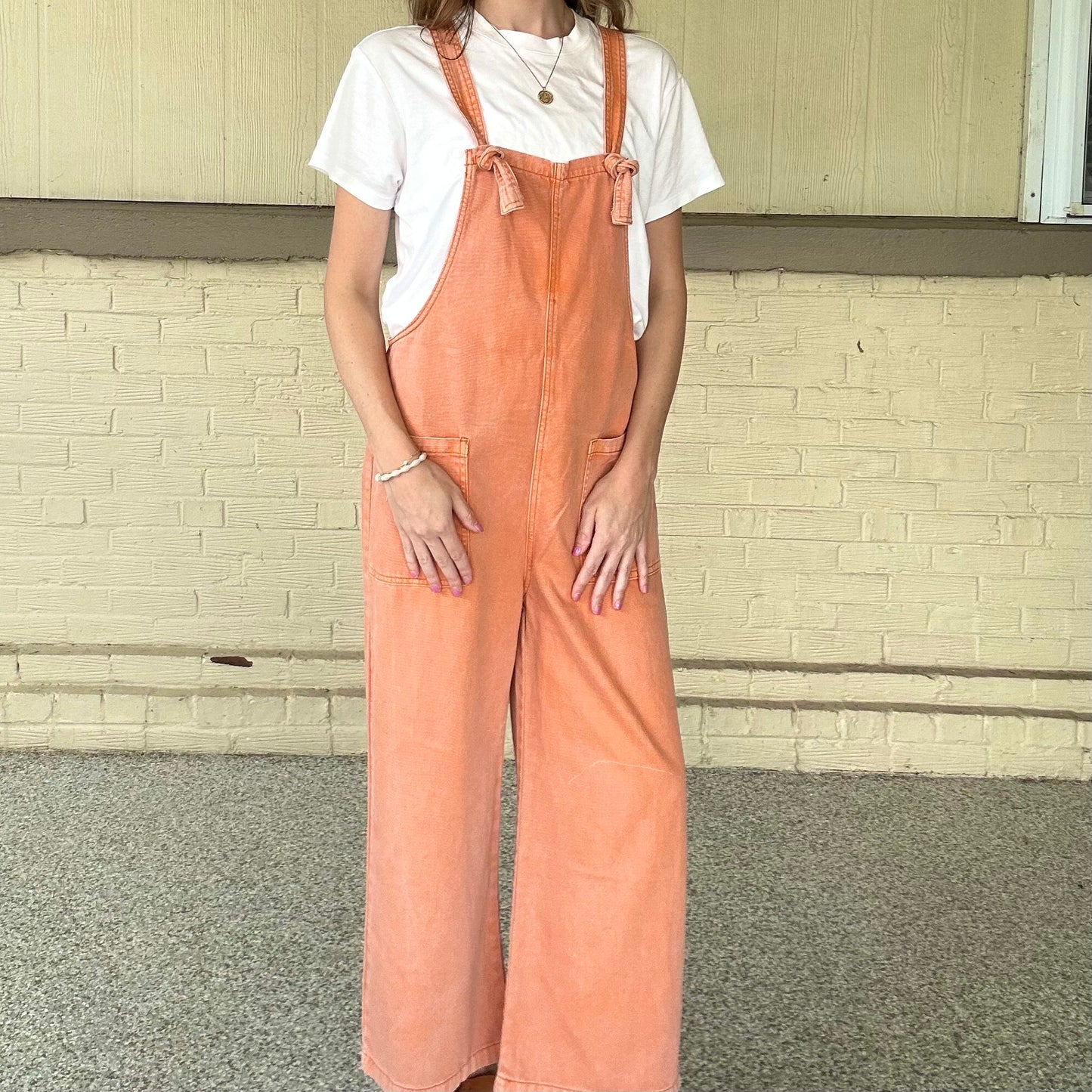 Orange Denim Overalls