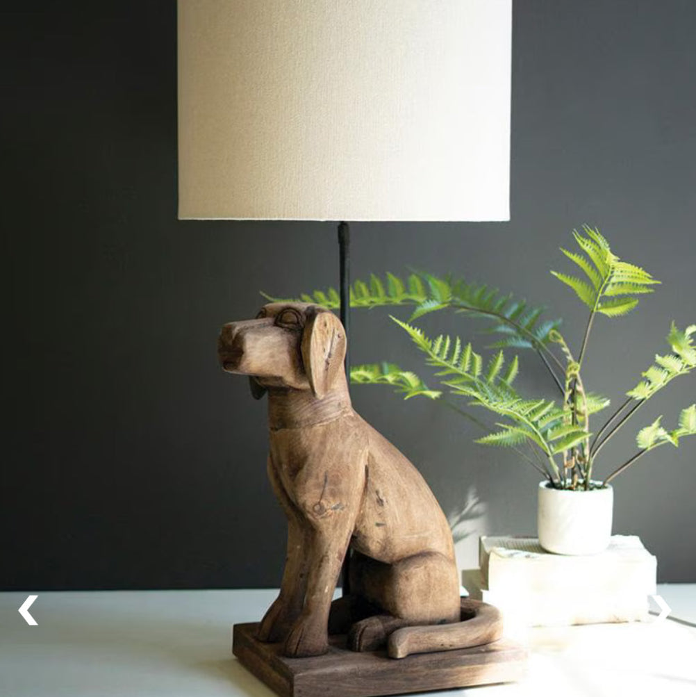Recycled Wood Dog Lamp