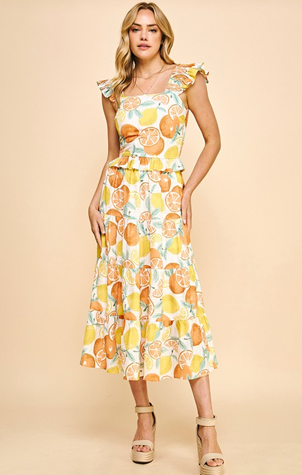 Orange Citrus Maxi Skirt