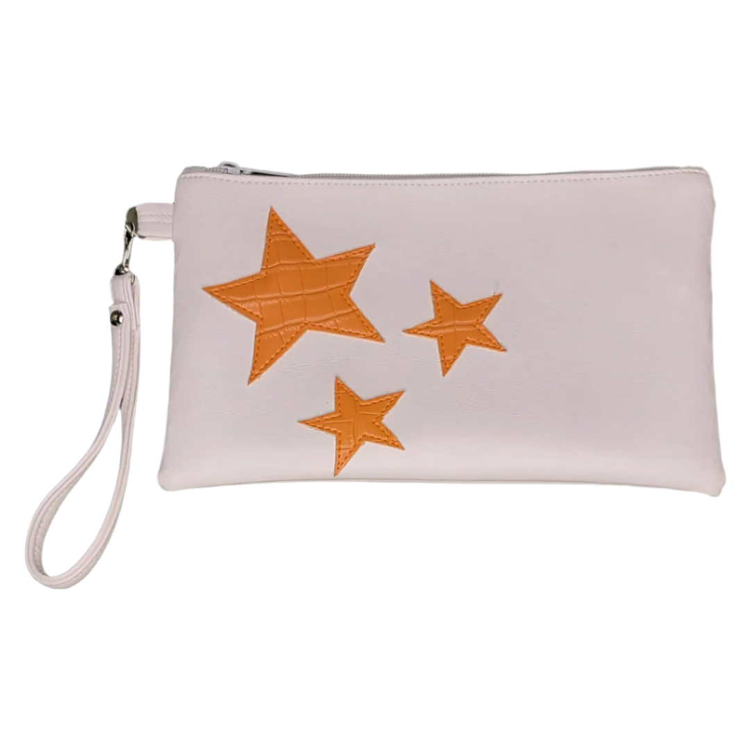 White & Orange Tristar Wristlet