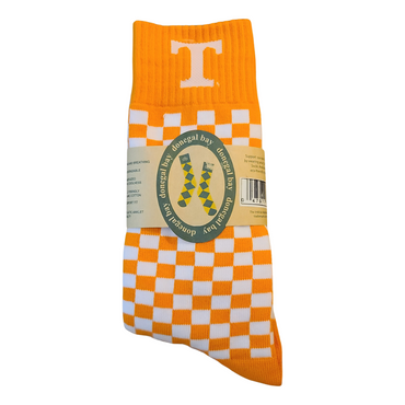 Power T Orange and White Checkered Socks