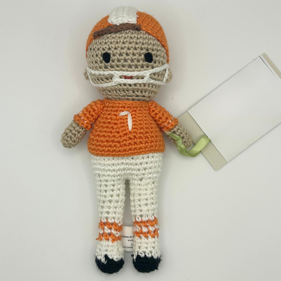 Tennessee Crochet Baby Rattle – Football Player or Cheerleader