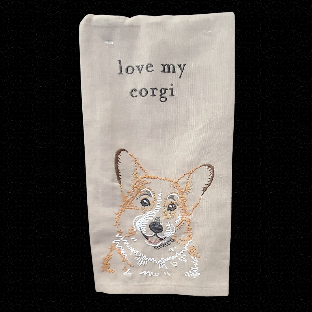 Embroidered Dog Hand Towel