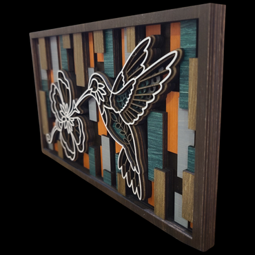 Layered Wood Hummingbird Art