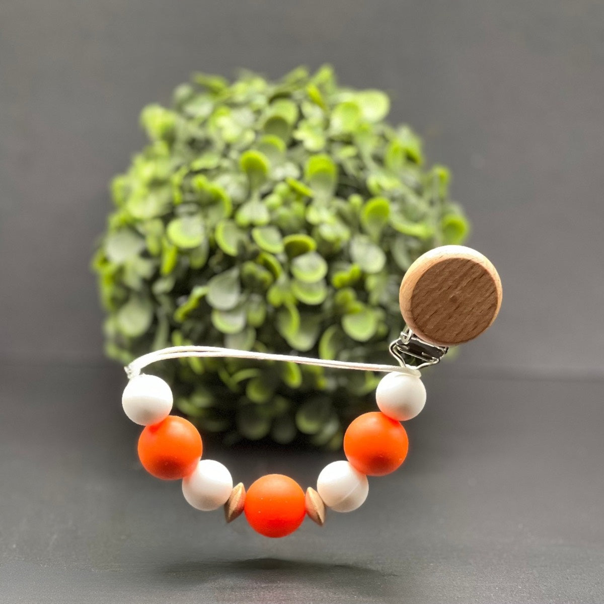 Orange & White Vols Pacifier Clip