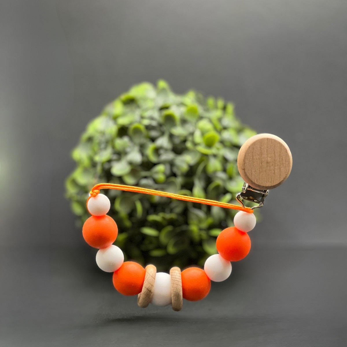 Orange & White Vols Pacifier Clip