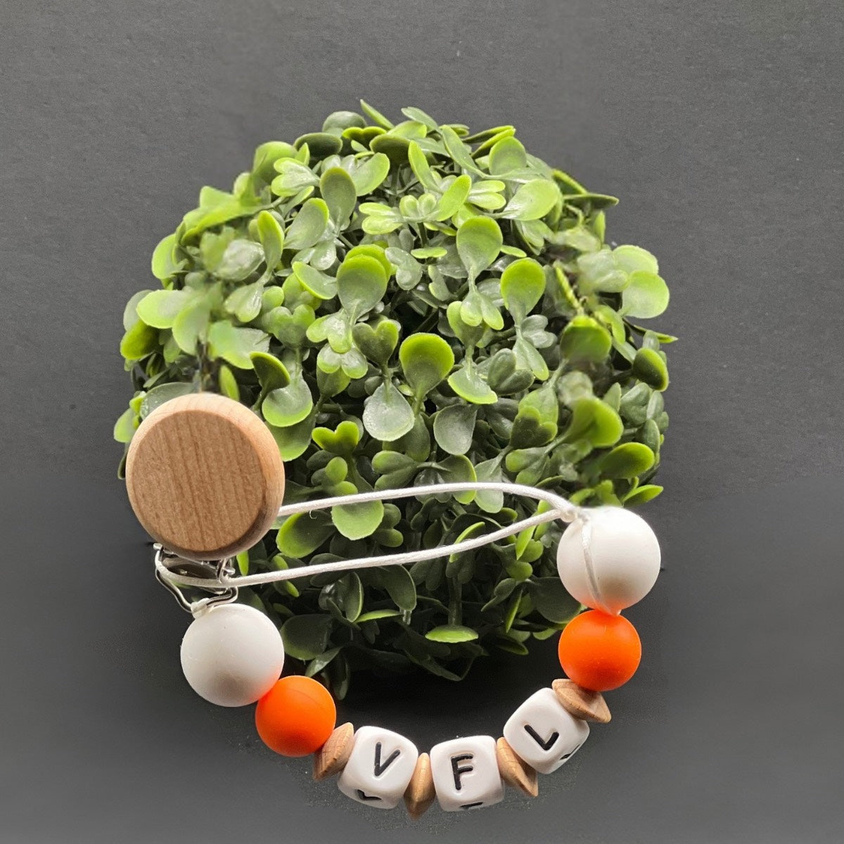 Orange & White Vols Pacifier Clip