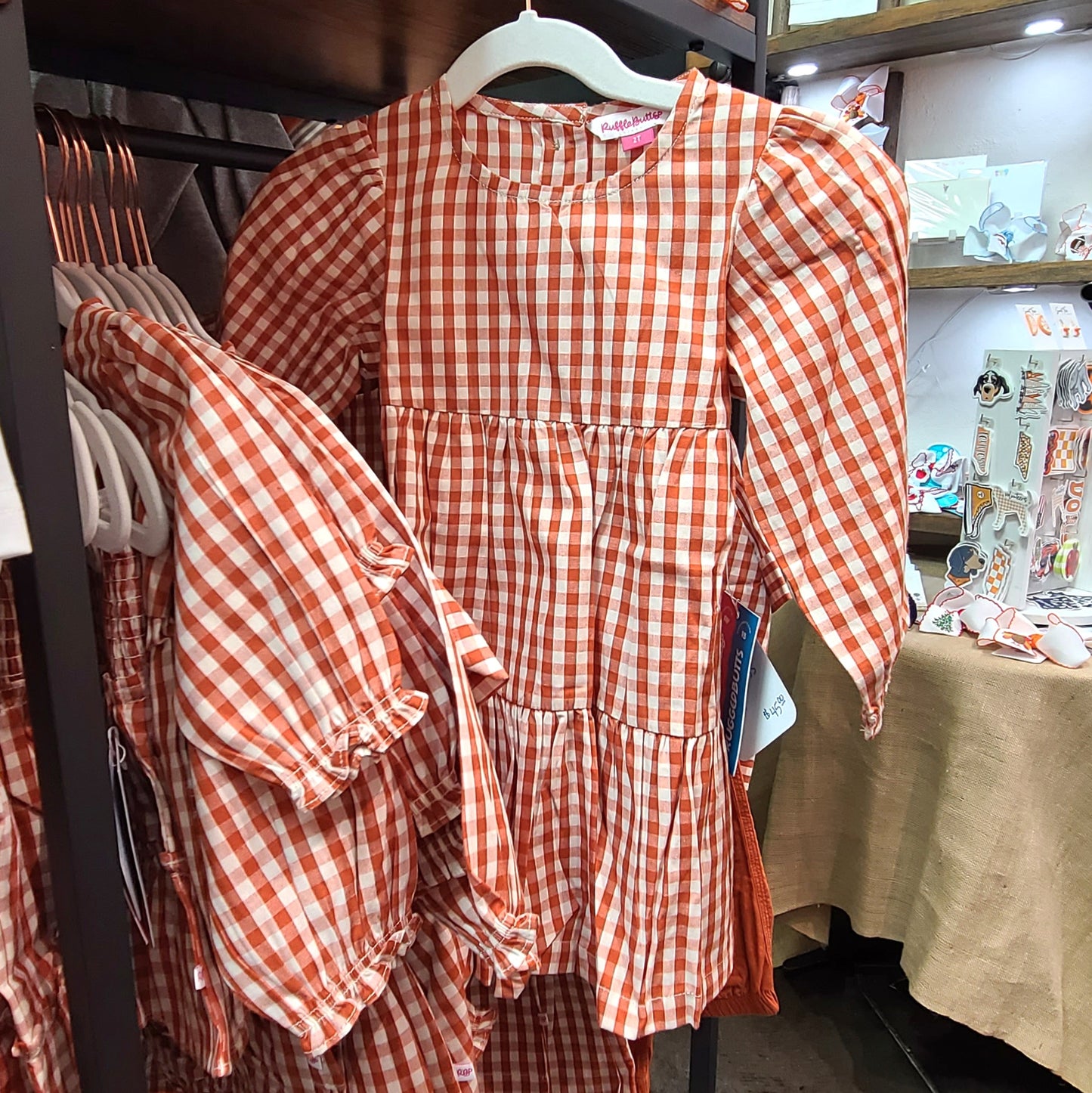 Rust Orange & White Gingham Dress