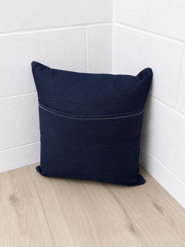 Dark Denim Floral Throw Pillow