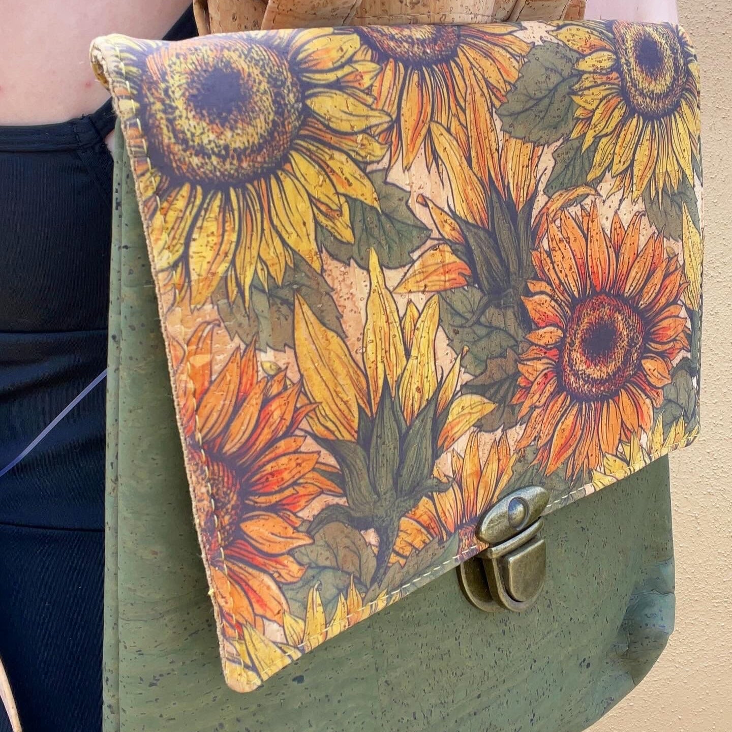 Natural Cork Sunflowers Backpack