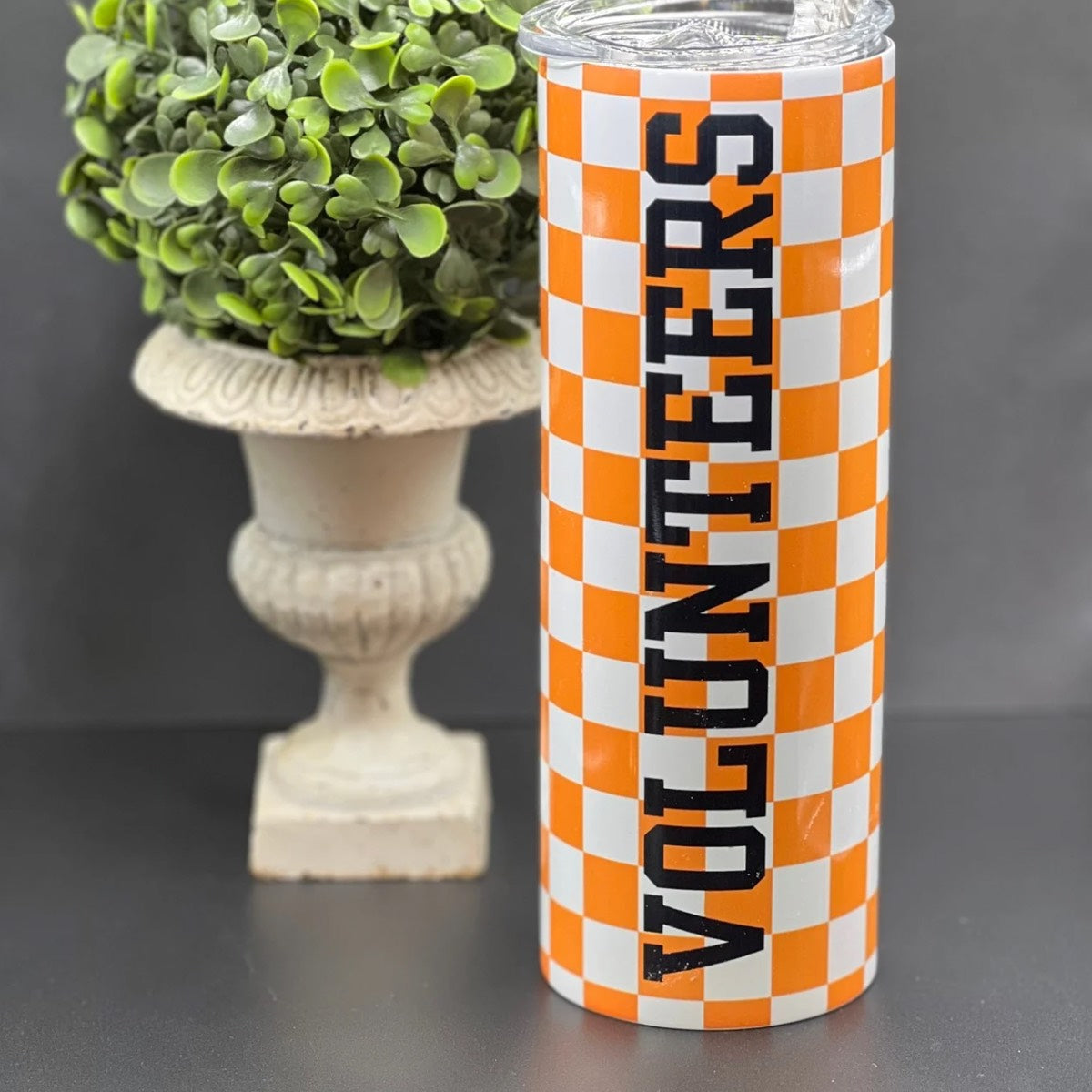 Checkered Vols Skinny Tumbler