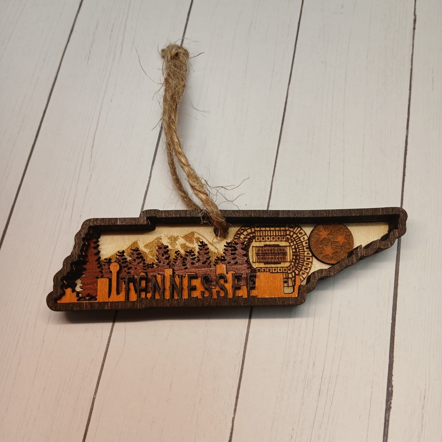 Wood Cut Tennessee Ornament