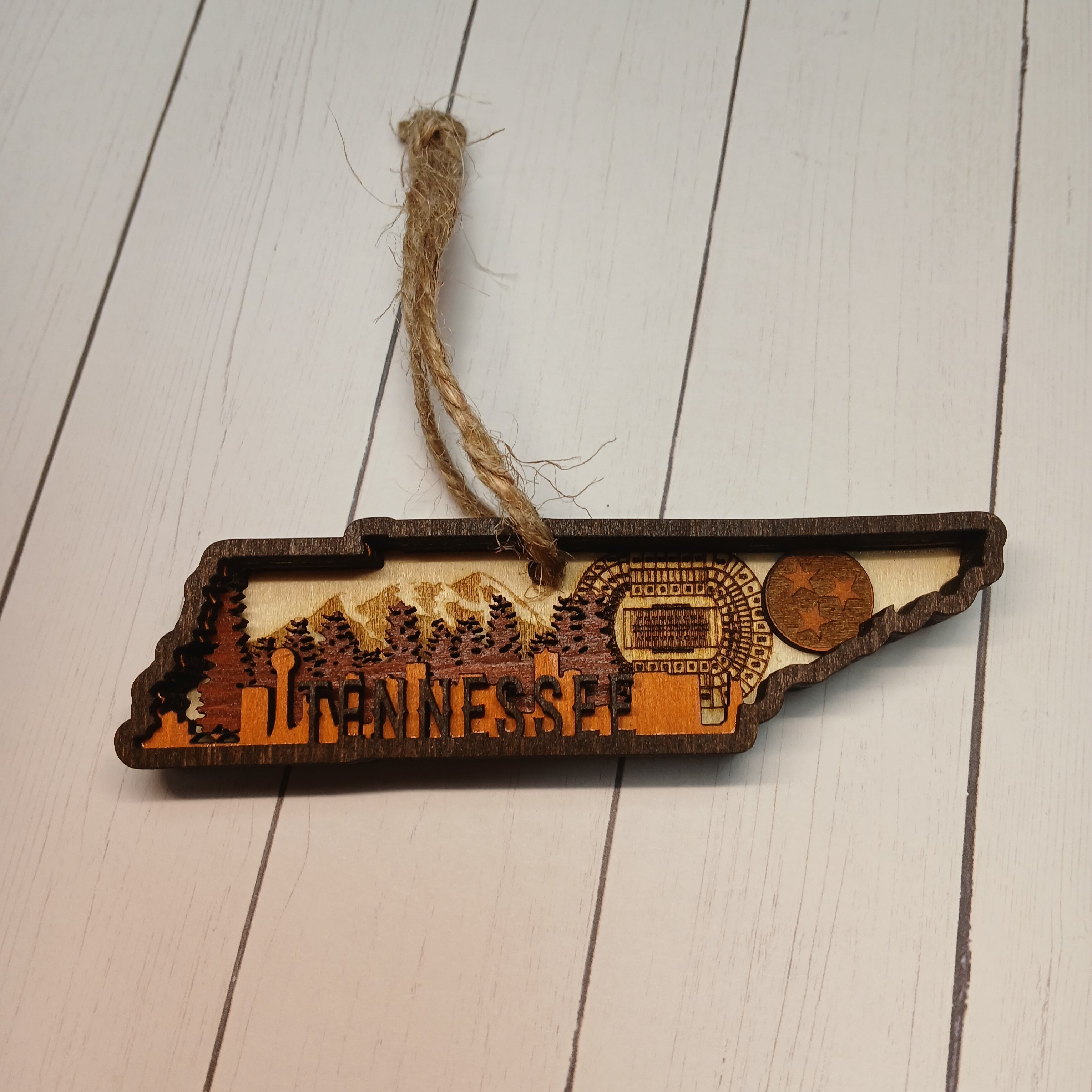 Wood Cut Tennessee Ornament