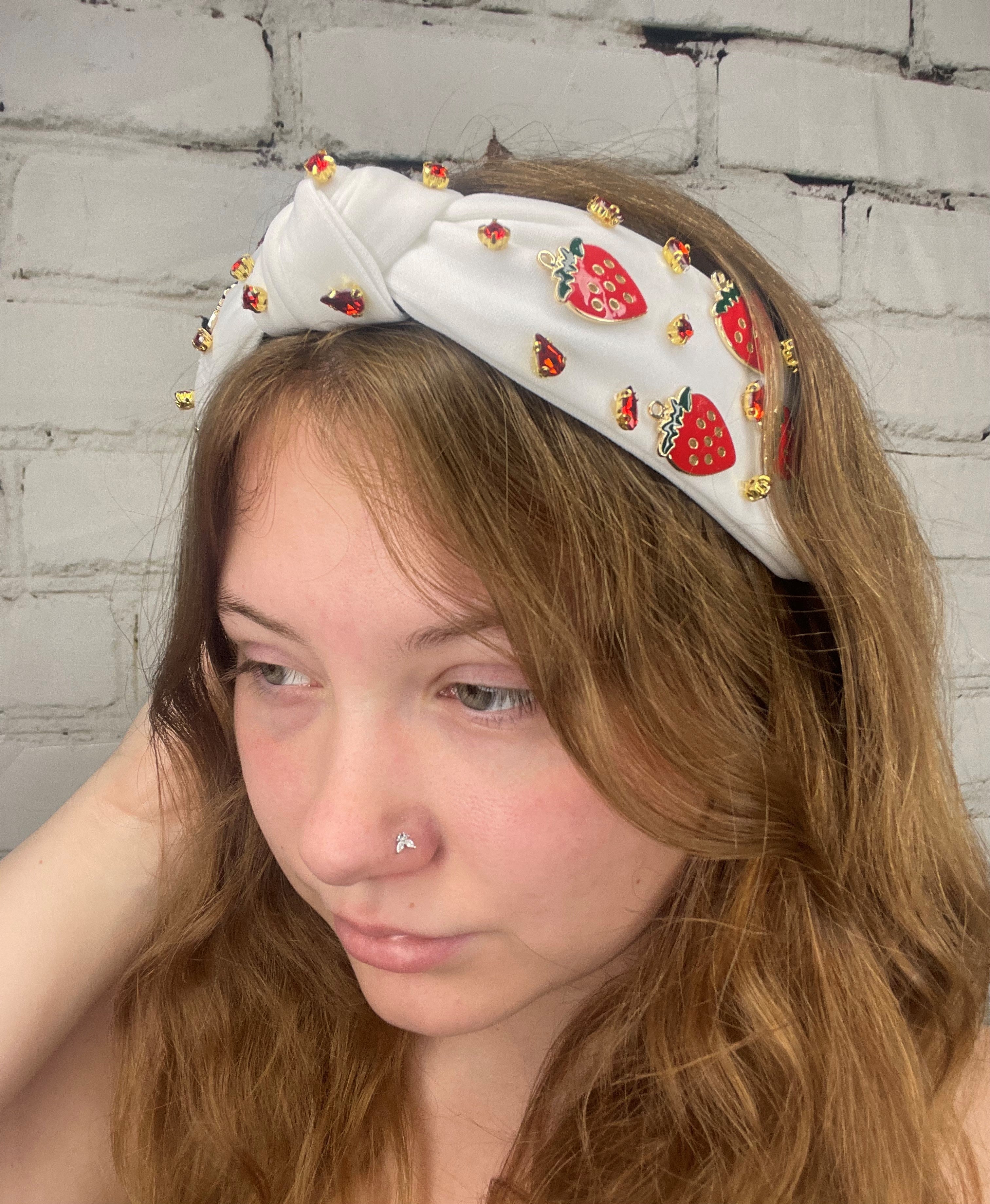 Strawberry Beaded Headband