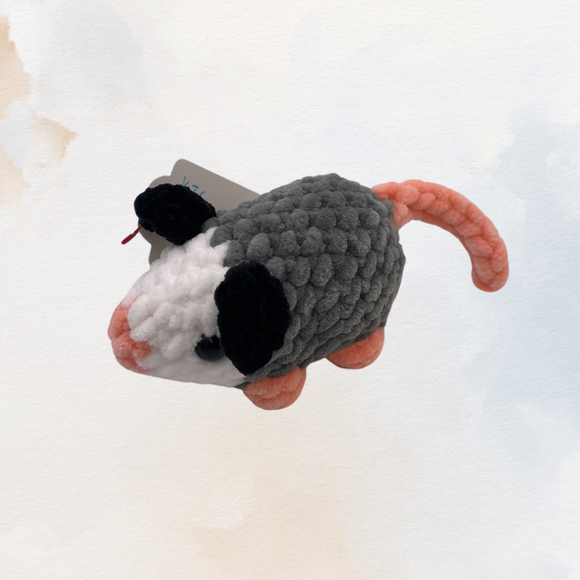 Crocheted Baby Opossum Plushie