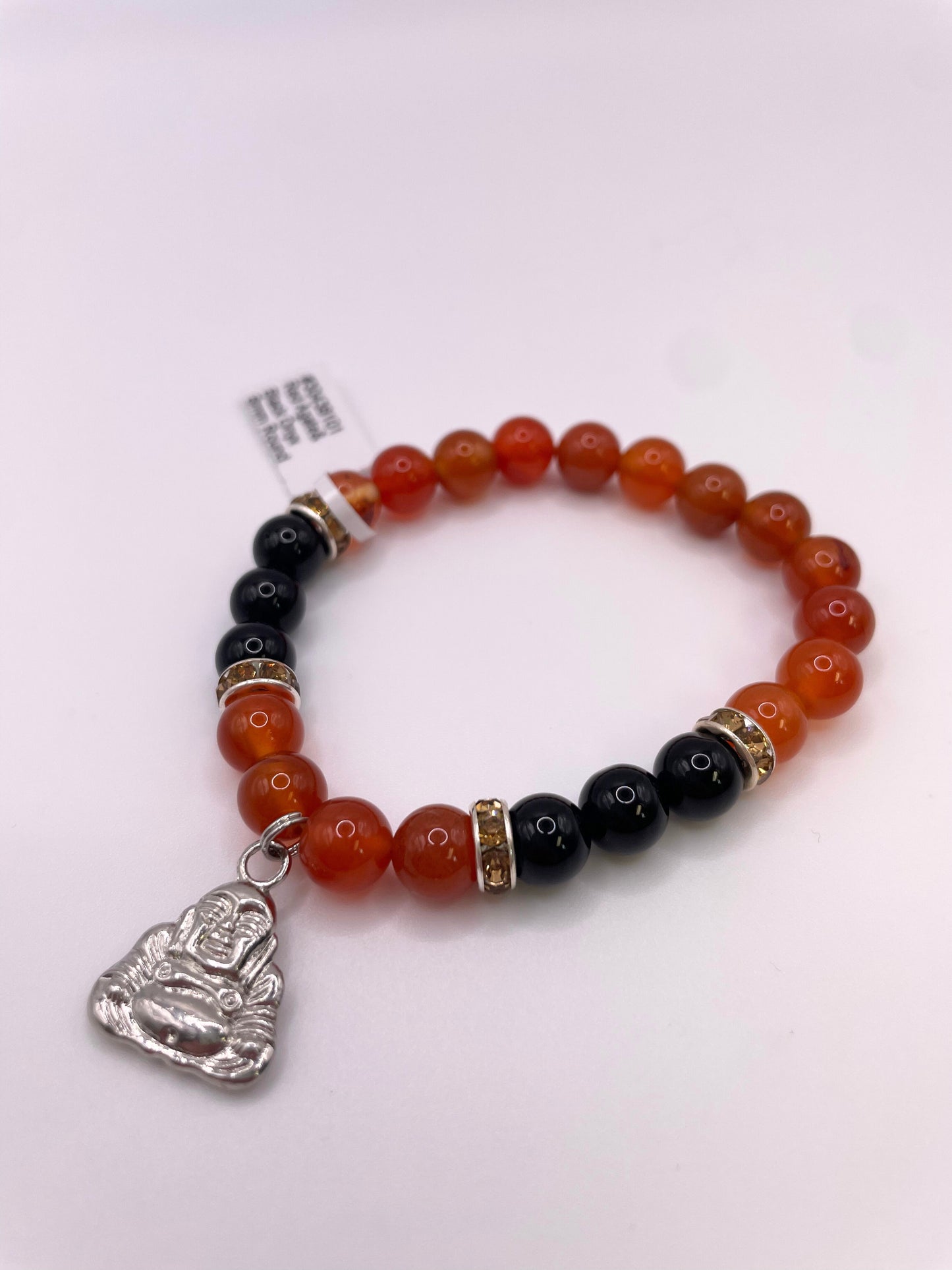 Red Agate & Black Onyx Beaded Bracelet