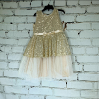 Gold Sequin Little Girls Dress