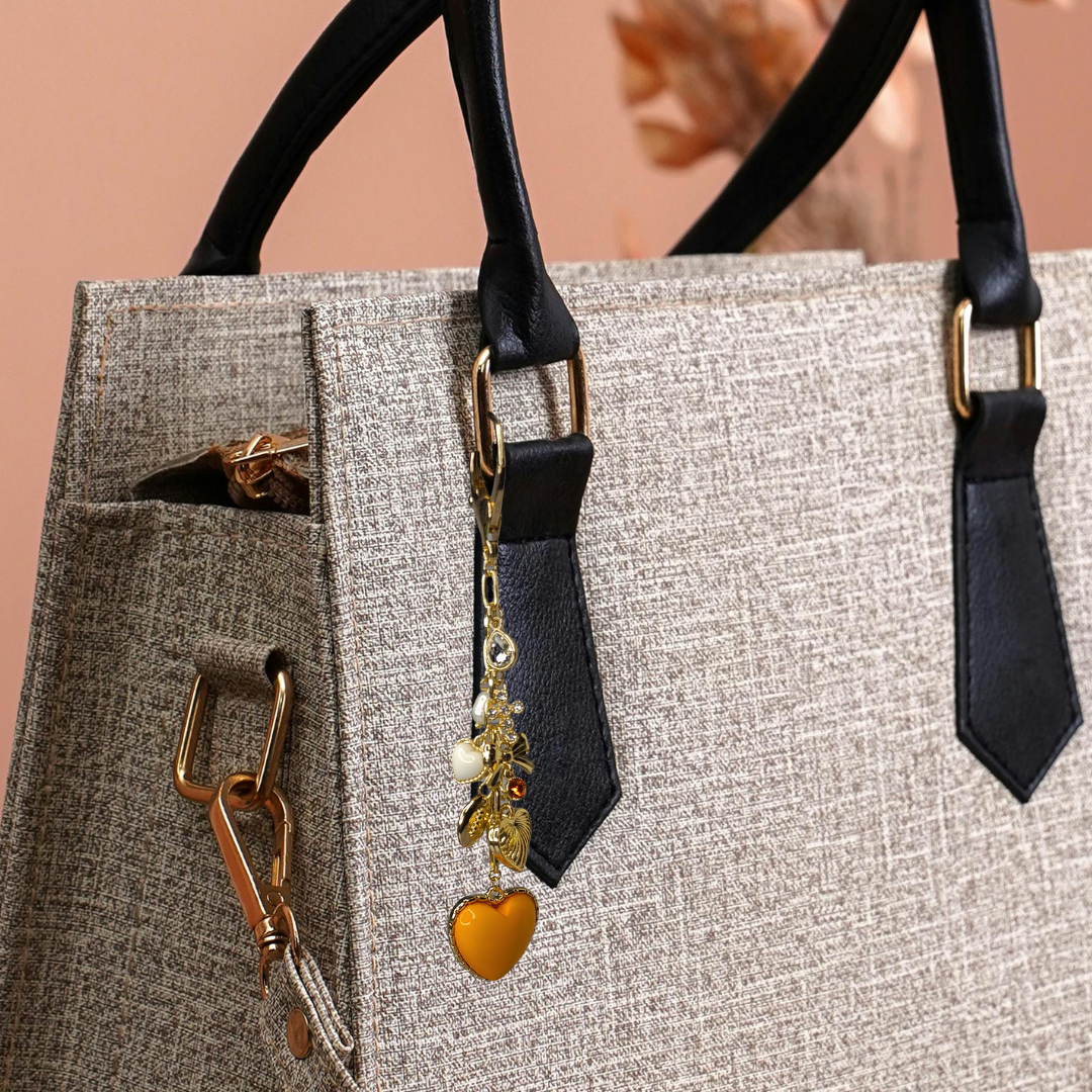 Orange Heart Bag Charm