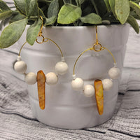 Stone Bead and Spike Hoop Dangles