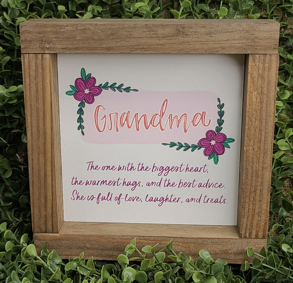 Wood Framed Grandma Sign