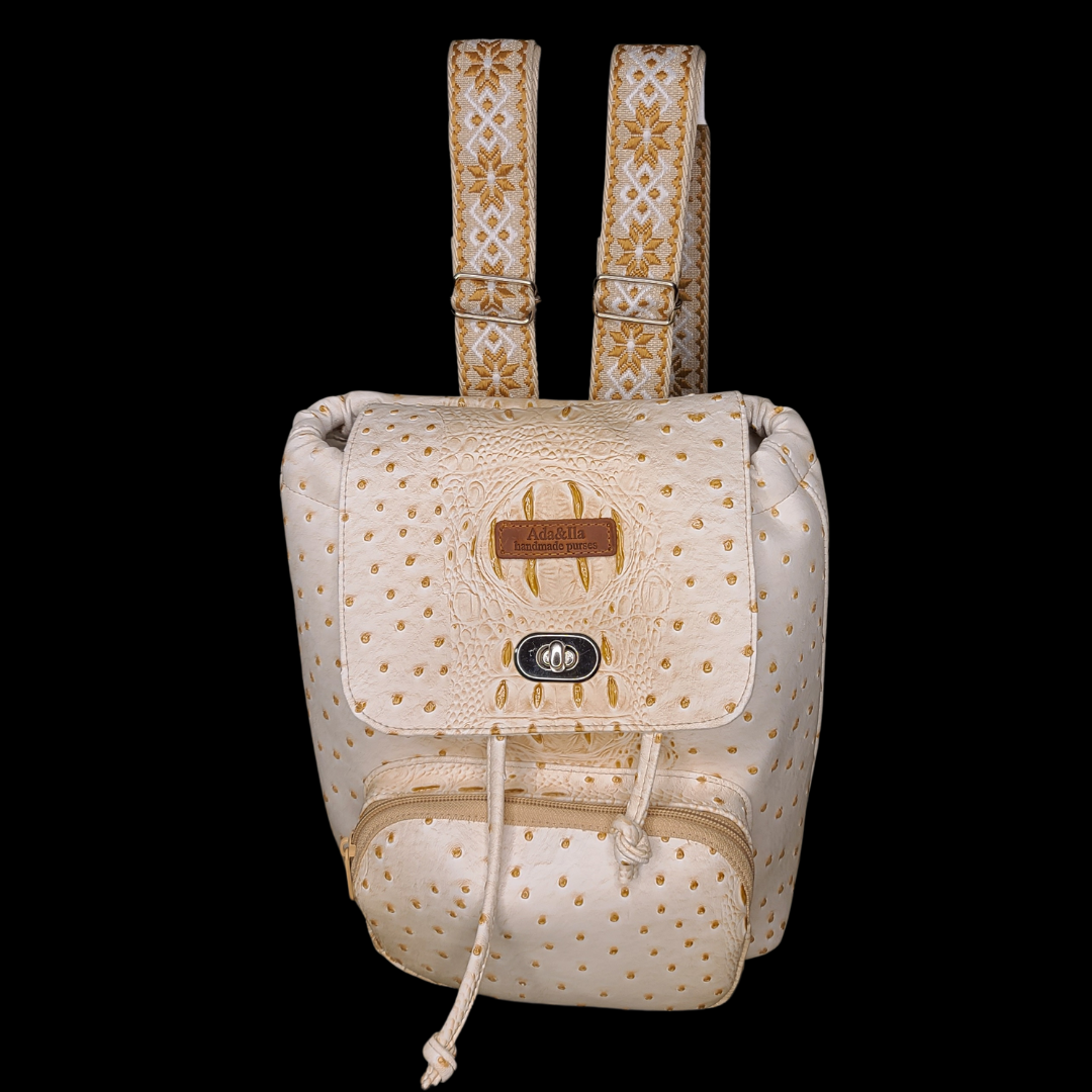 Cream Drawstring Backpack