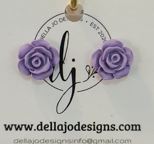 Purple Rose Stud Earrings