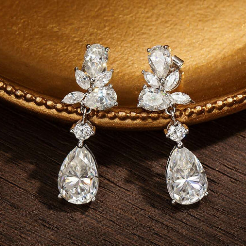 Dahlia Moissanite Drop Earrings