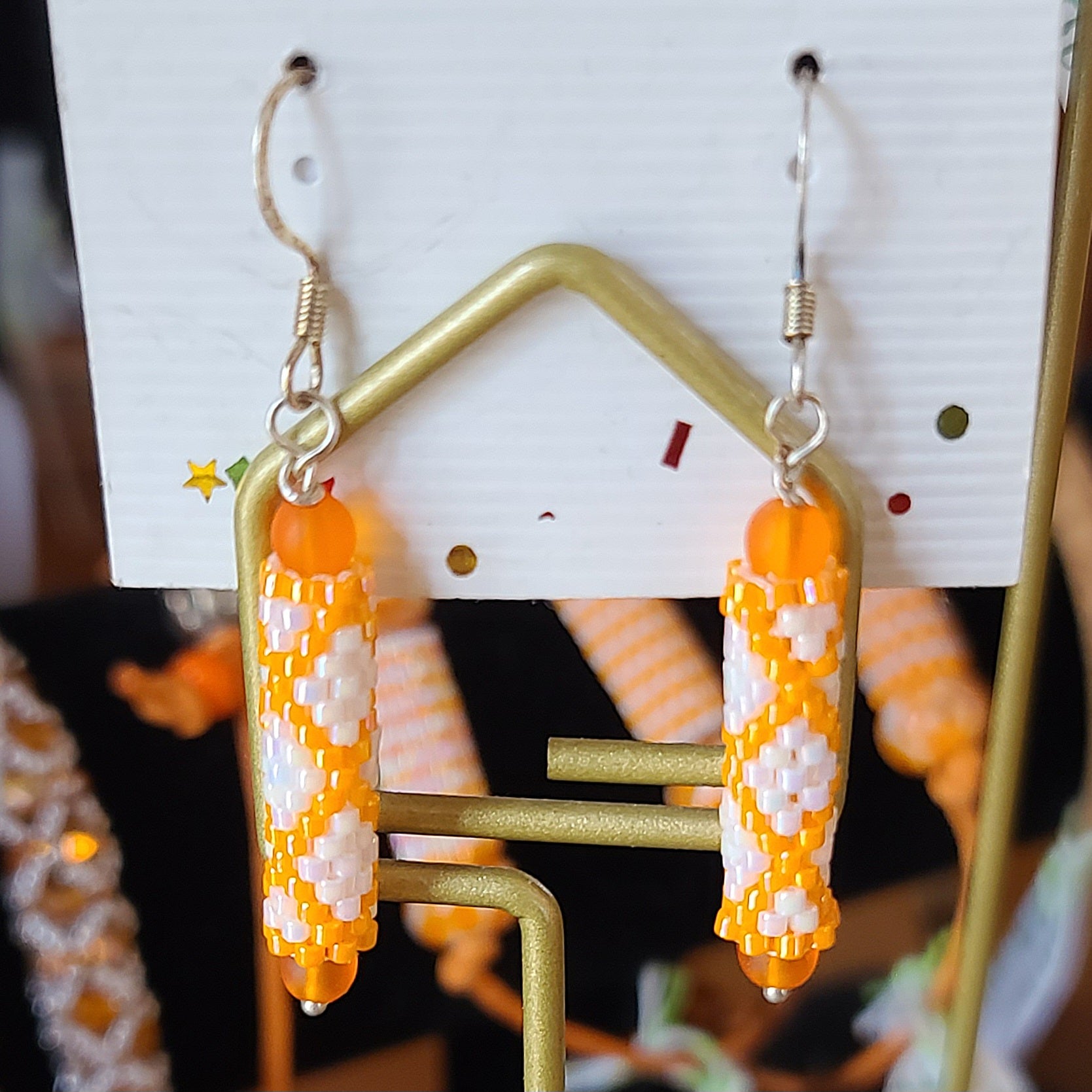 Orange & White Empress Earrings