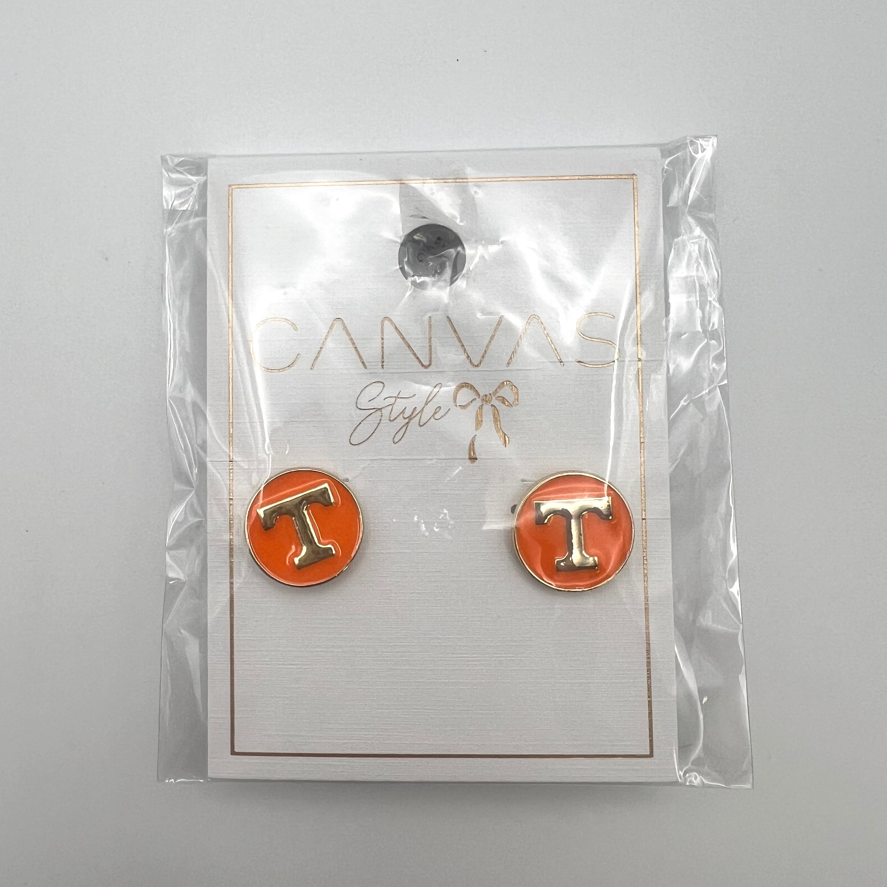 Power T Button Earring