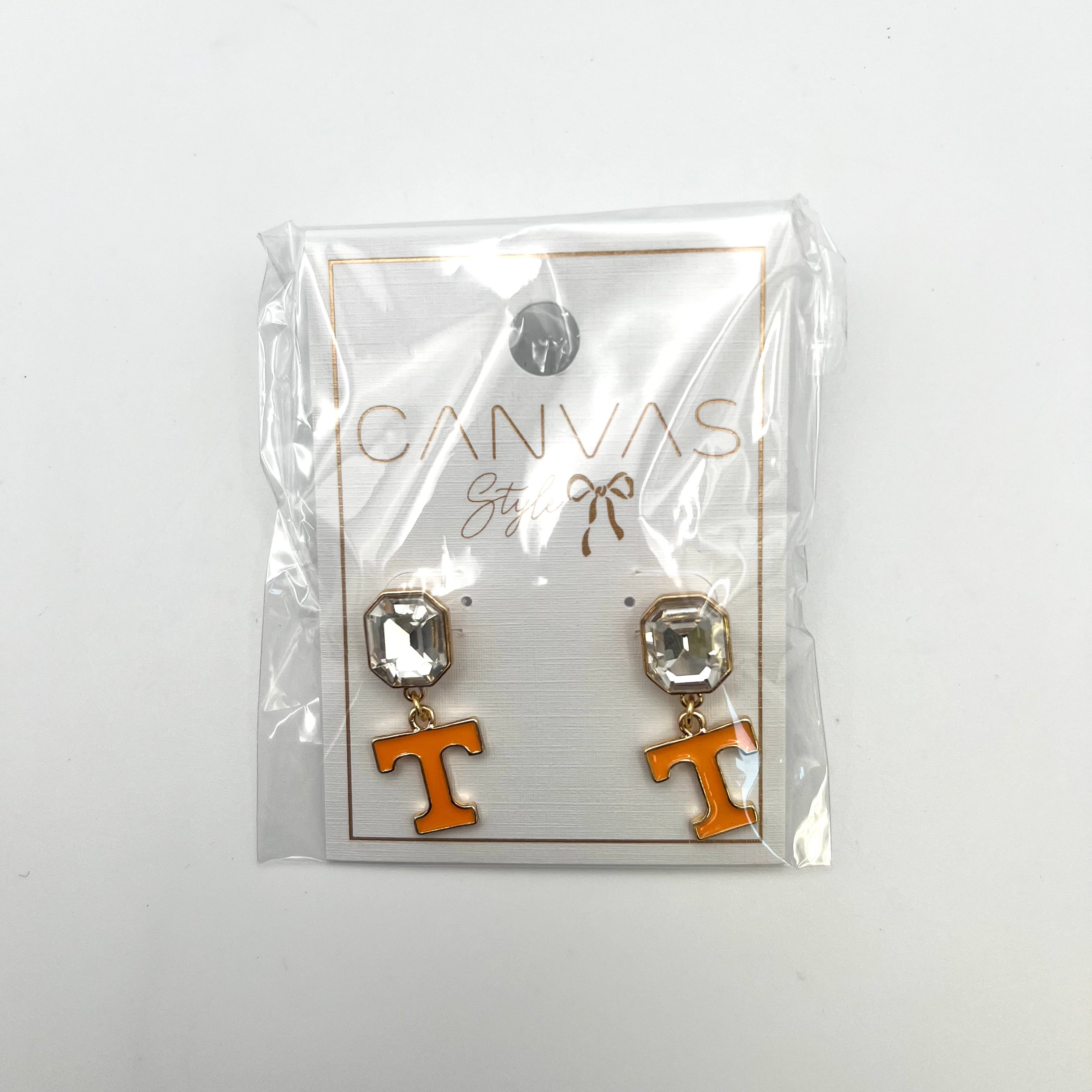 Power T Rhinestone Earrings