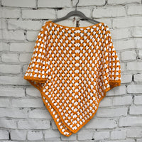 Orange and White Knitted Poncho