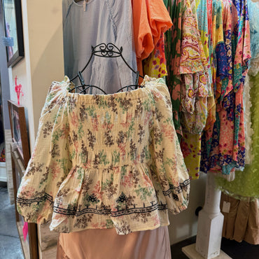 Long Sleeve Floral Peplum Top
