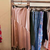 Midi Asymmetrical Satin Skirt