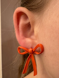 Orange Bow Earrings