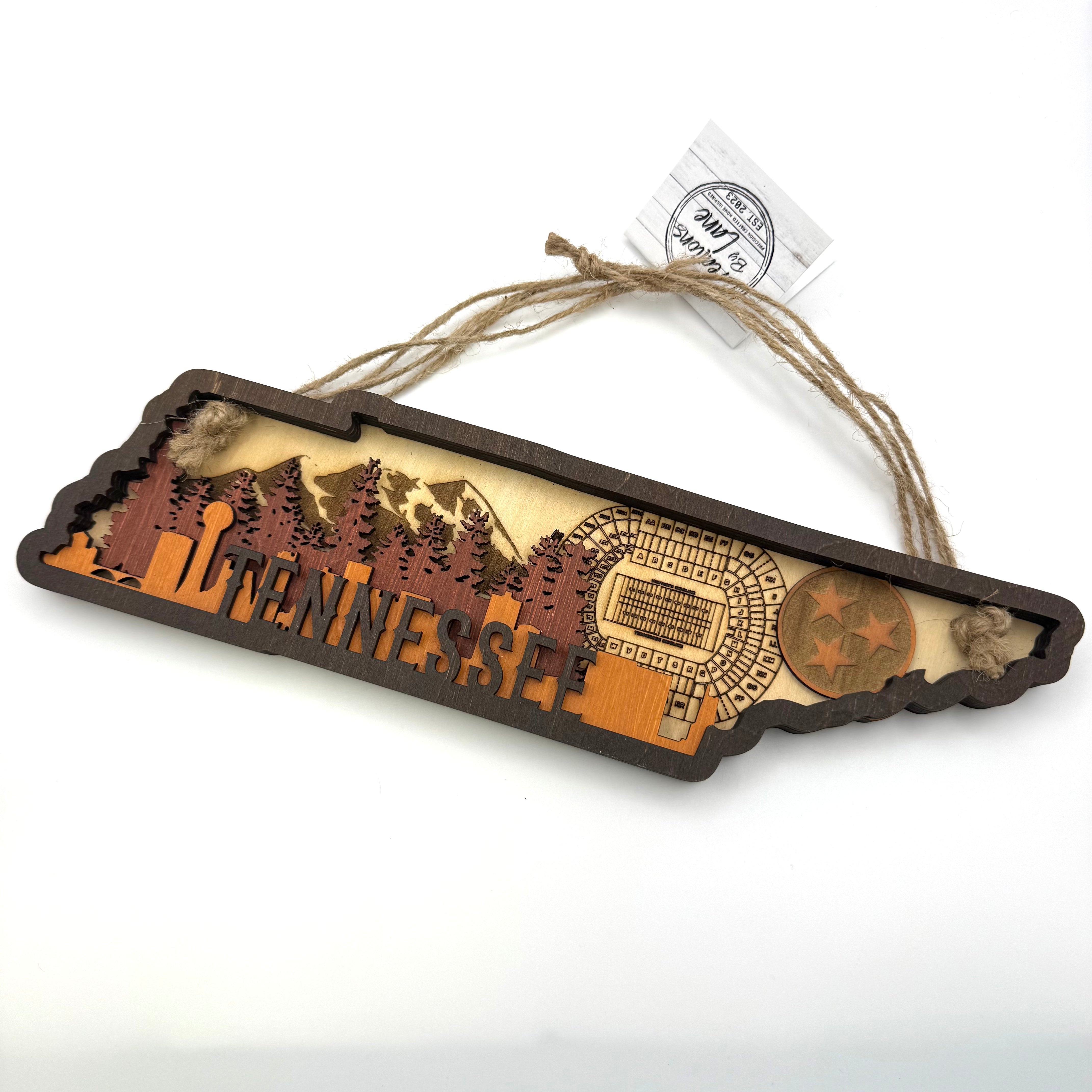 12 Inch Wood Cut Tennessee Decor