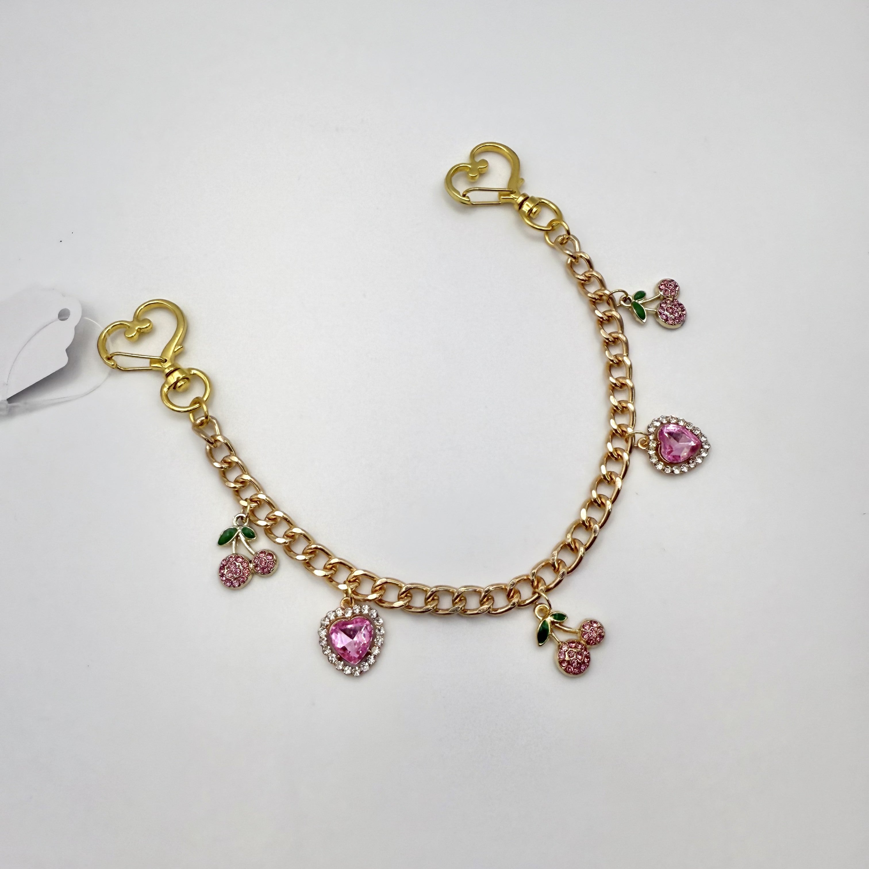 Cherry and Heart Gold Bag Charm
