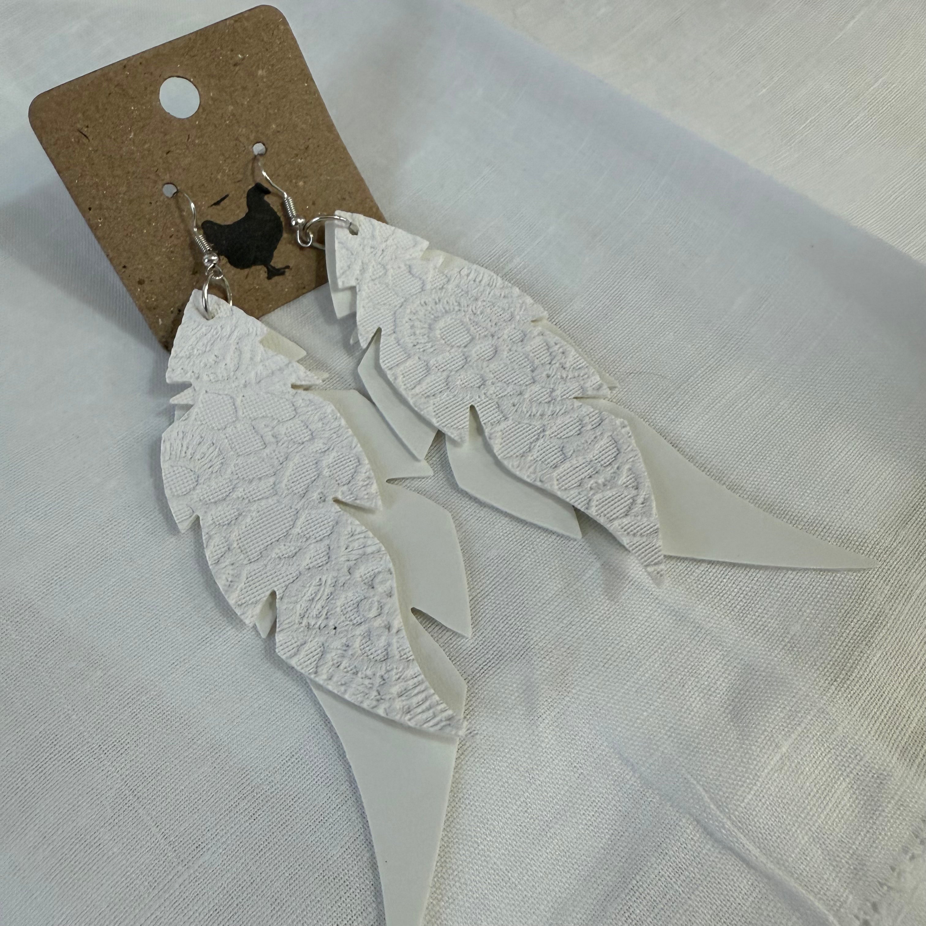 Leather Feather Earrings