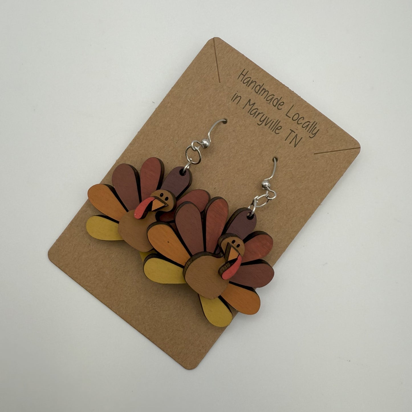 Wooden Turkey Earrings