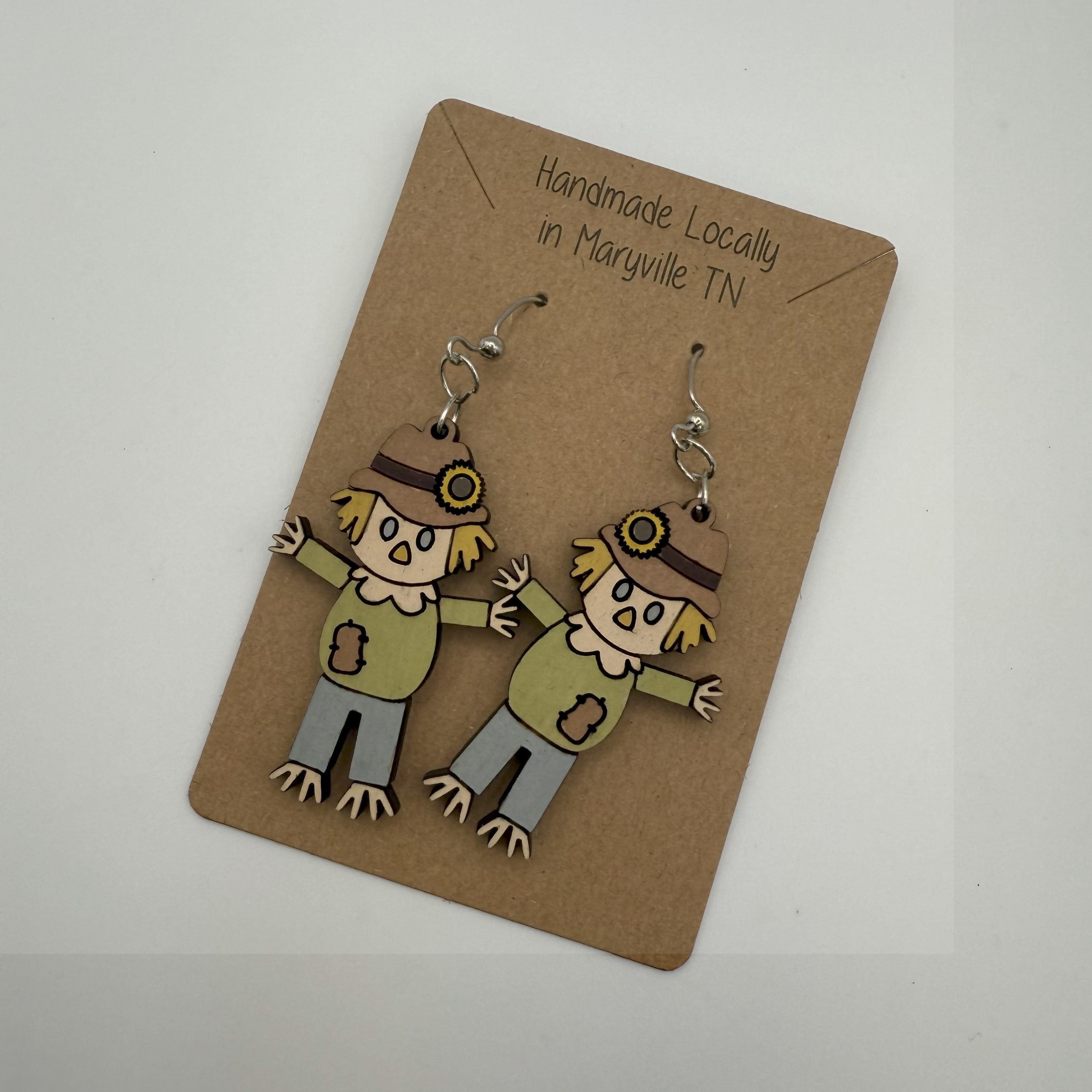 Wooden Scarecrow Earrings