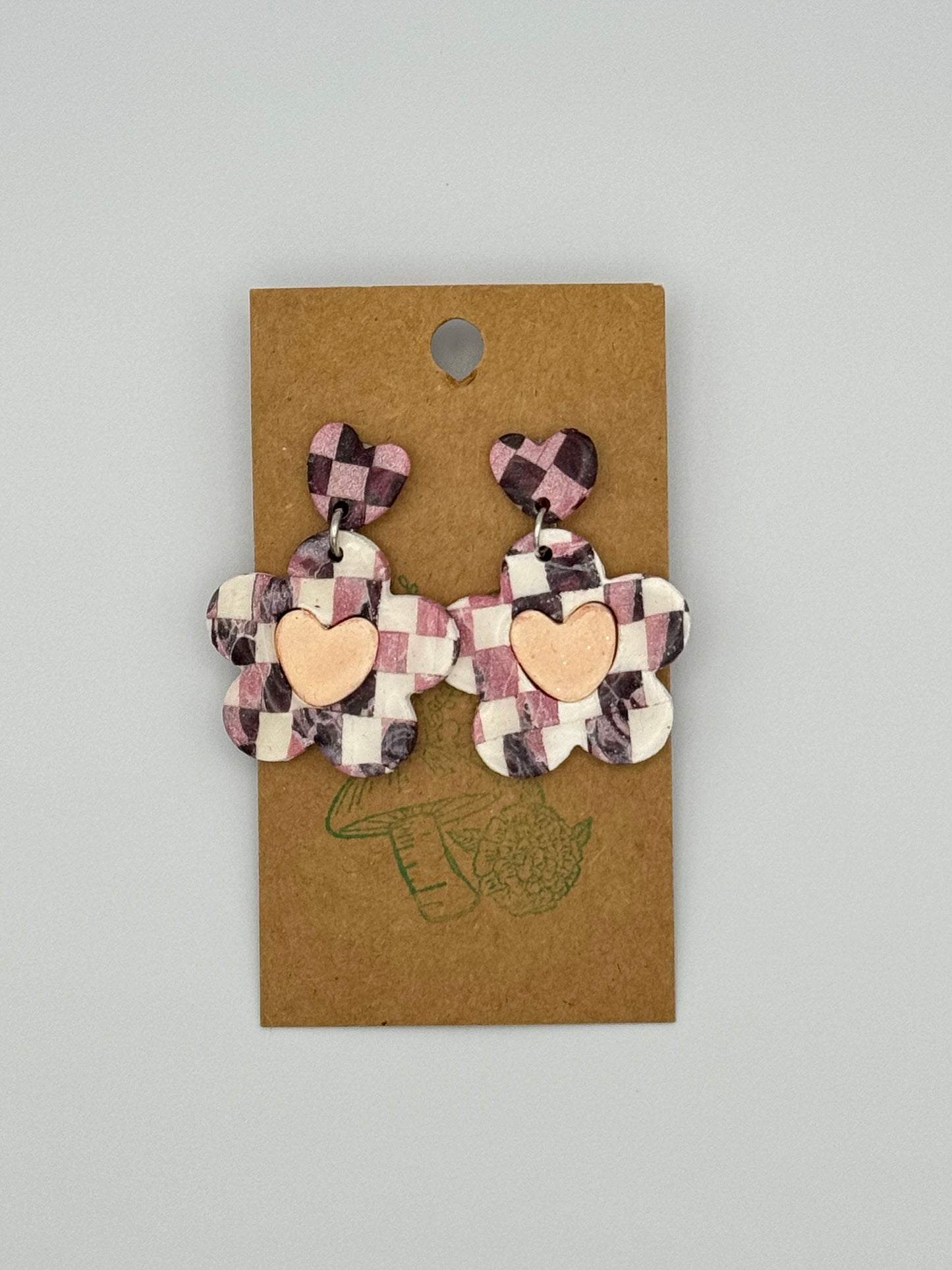 Flower Earrings with Heart