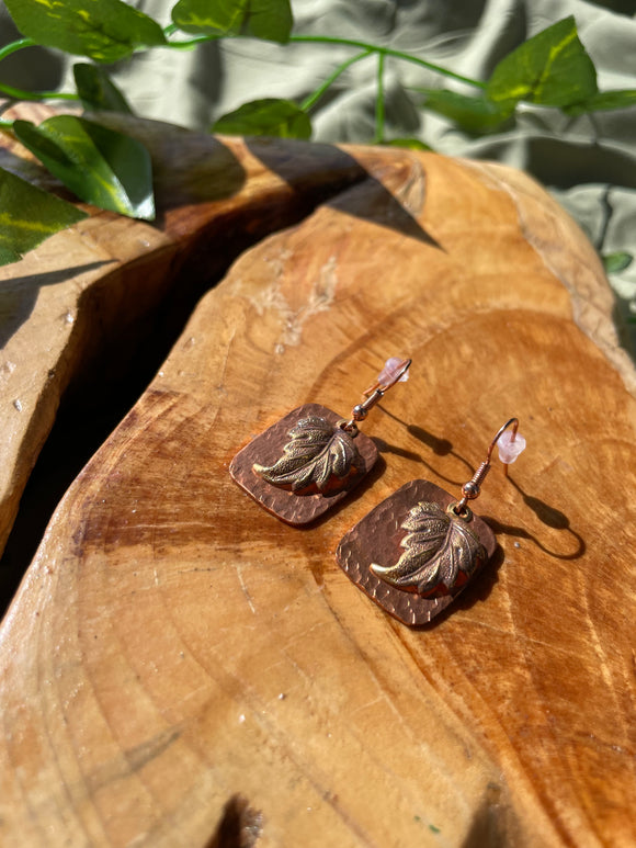 Copper and Brass Fall Leave Earrings