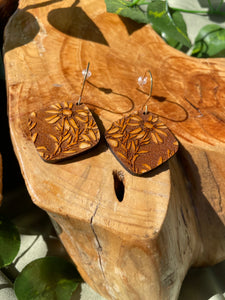 Handmade Wood Flower Earrings