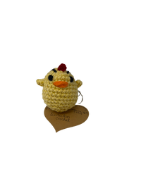Yellow Cotton Chick Crochet Keychain