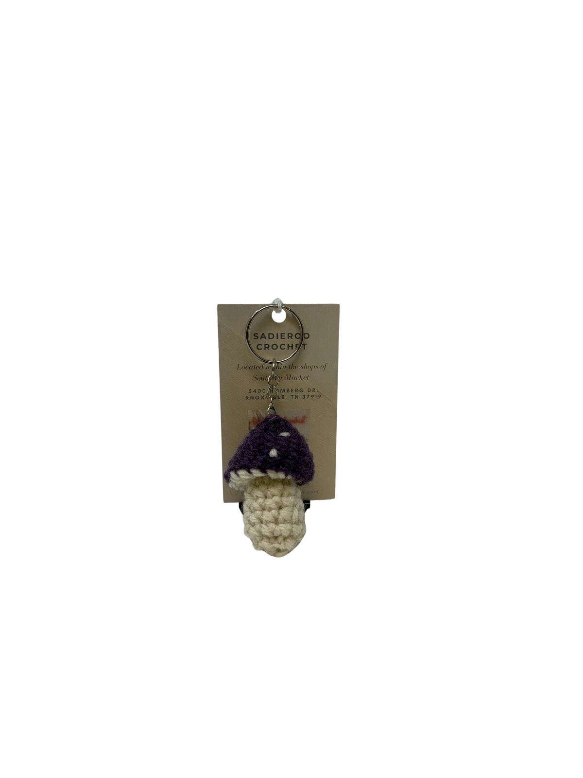Purple Acrylic Mushroom Crochet Keychain