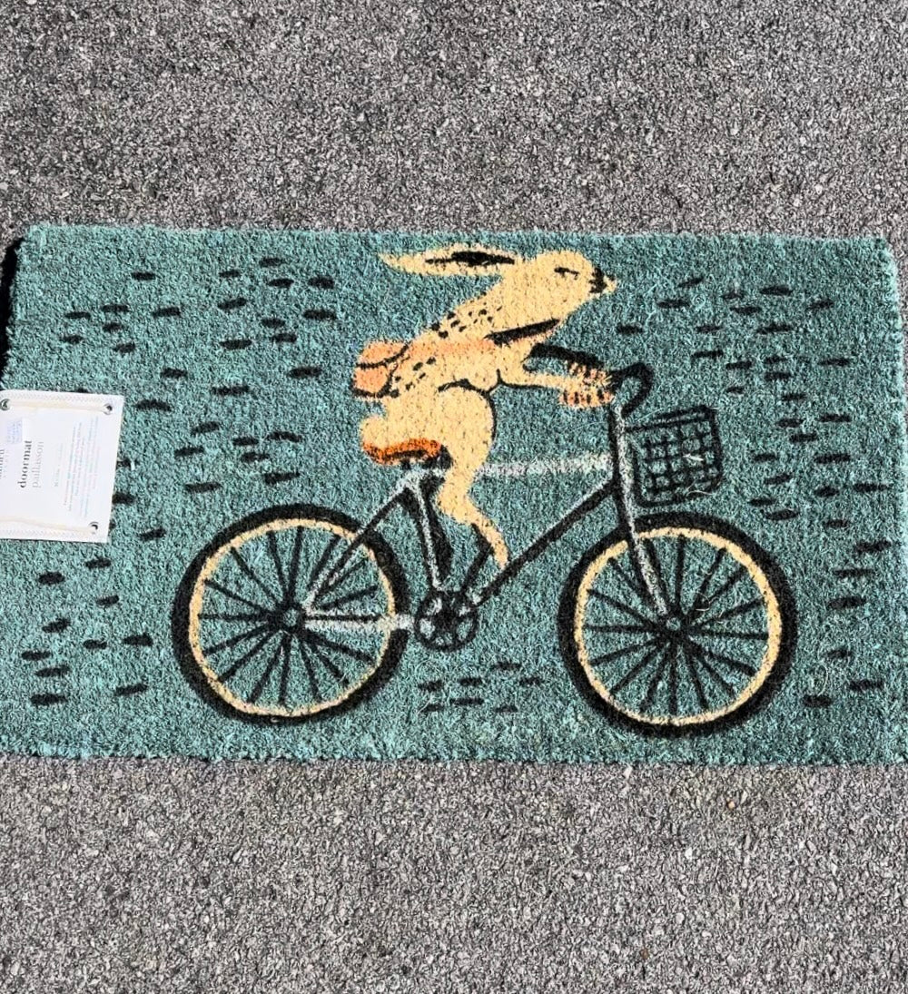 Blue Rabbit on Bike Doormat